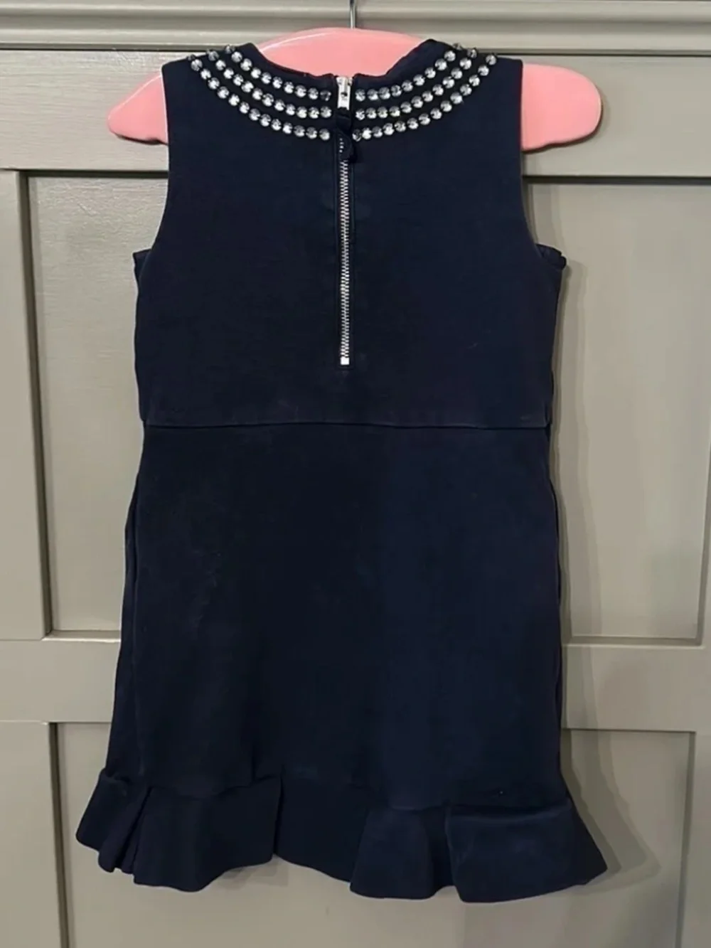 J. Crew Crewcuts Navy Ponte Knit Dress Rhinestone Jeweled Girls' Size 5